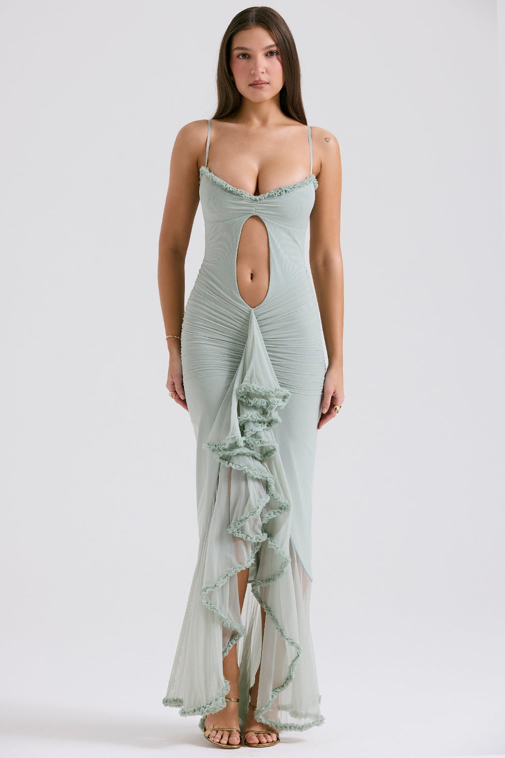 Gabriella | Ruffled Front Gown Maxi Dress